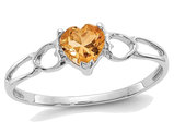Citrine Promise Heart Ring 2/5 Carat (ctw) in 10K White Gold
